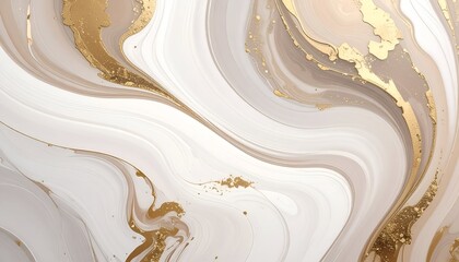 Abstract swirling marble design features creamy white, tan, and gold fluid textures