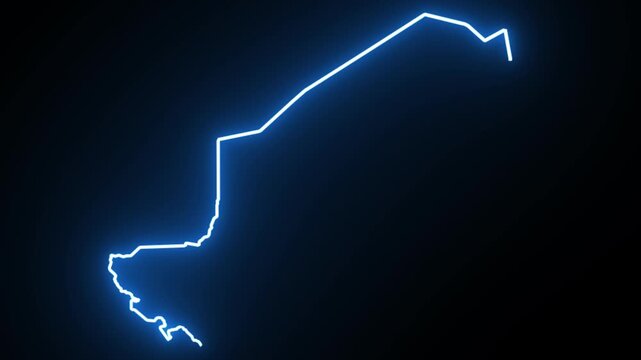 Niger Neon Map Outline Animation,Blue & Orange Energy Border on Black Background,Glowing Neon Map Outline Animation,Blue Orange Energy Lines,Futuristic Neon Map Outline,Blue & Orange Energy Border Ani