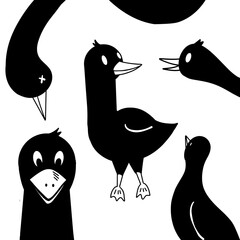 Abstract Bird Illustration Set - 6 Stylized Designs