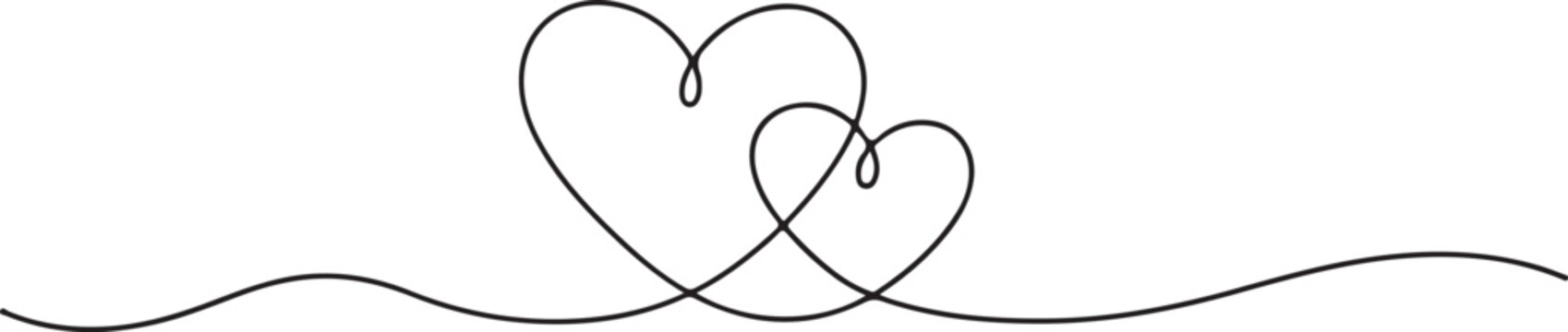 Two intertwined hearts on a wavy line