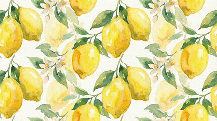 レモンの水彩背景、テキスタイルデザイン