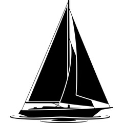 Elegant Black and White Sailing Yacht Vector Illustration © Eklus