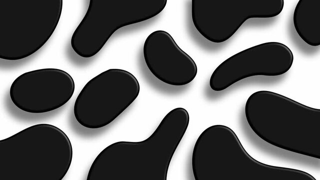 black organic fluid spots over a clean white textured surface background backdrop