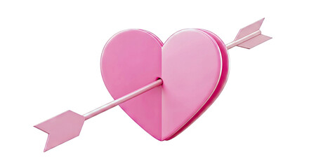 Pink Heart Pierced by Cupid's Arrow