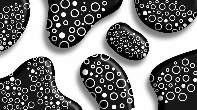 black organic blobs with white polka dots on white background surface backdrop