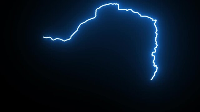  Zimbabwe Neon Map Outline Animation,Blue & Orange Energy Border on Black Background,Glowing Neon Map Outline Animation,Blue Orange Energy Lines,Futuristic Neon Map Outline,Blue & Orange Energy Border