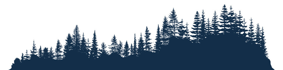 Silhouette of a forest, isolated on white background, vector illustration © Valerii