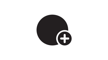 Black circle with plus icon vector on white background