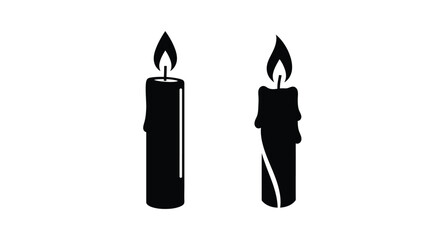 Two burning candles displayed in a striking black silhouette © HN2.00