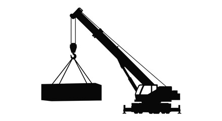 Construction crane lifting a load stark black silhouette © HN2.00