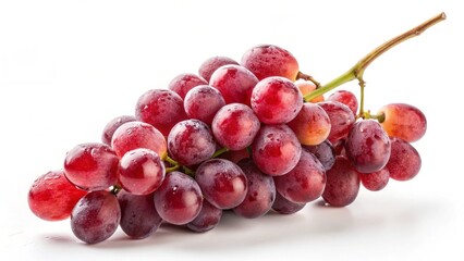 Fresh Red Grapes with Water Droplets Isolated on White Background for Food Photography