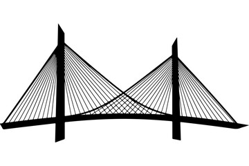 Fototapeta premium Cable-Stayed Bridge Structural Diagram