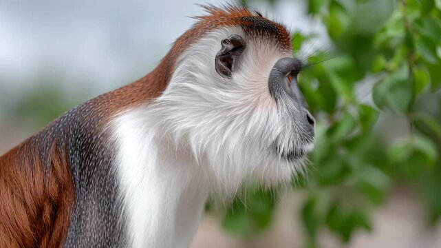 Observe the vibrant red-shanked douc langurs as they play and interact in their natural habitat among the green foliage of Vietnam's breathtaking jungles. Experience the beauty of wildlife