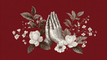 Fototapeta premium Praying Hands Minimal Symbol – Generative AI