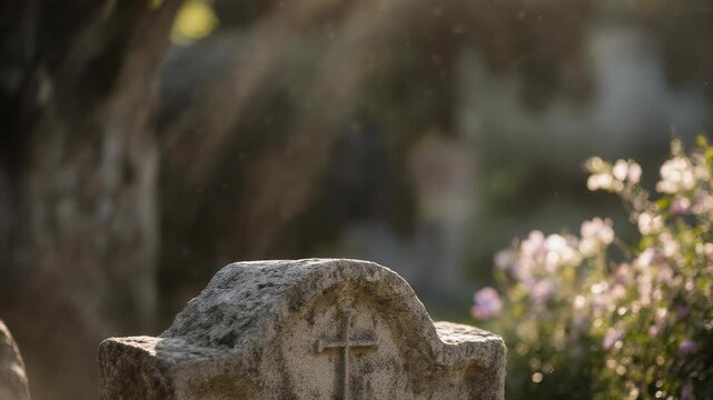 White dove and empty tomb of esus Christ  symbolizing the crucifixion and resurrection of Jesus Christ for Easter.