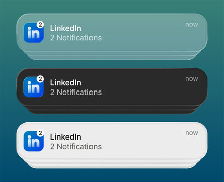 linkedin notification alert icon with liquid glass style