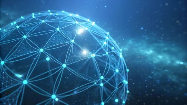 Abstract Digital Globe Network Rotating in Space with Glowing Connections - Stock Media