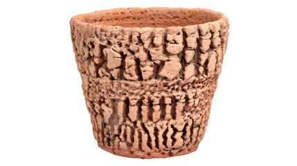 Handmade Clay Cup Showcases Authentic Pottery Style isolated on white PNG