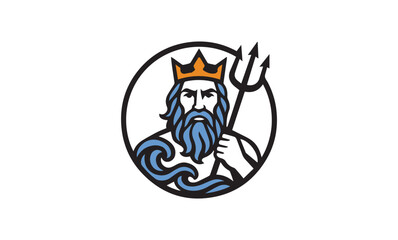 Poseidon Illustration Crest Icon