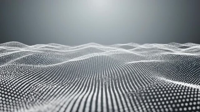 Abstract digital surface waves with white dot matrix array visualization
