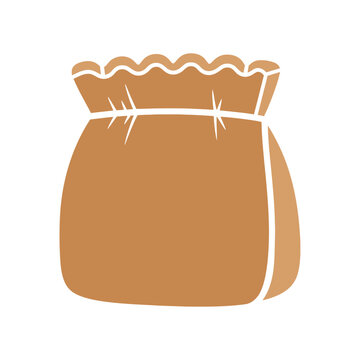 Brown Burlap Sack Bag with Rope.