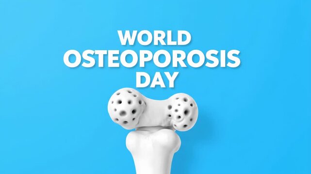 World Osteoporosis Day Concept with Bone Illustration on Blue Background