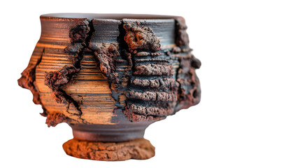 Handmade Clay Cup Illustrates Simple Artisan Mug isolated on white PNG