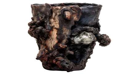 Handmade Clay Cup Presents Minimal Natural Pottery isolated on white PNG