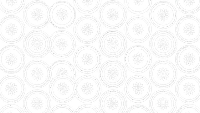 Subtle grey circular mandala or lace pattern on white background for elegant background and textile designs.