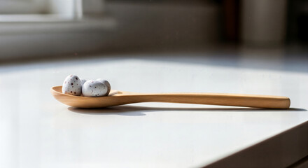 Happy easter sunday with easter eggs on a spoon