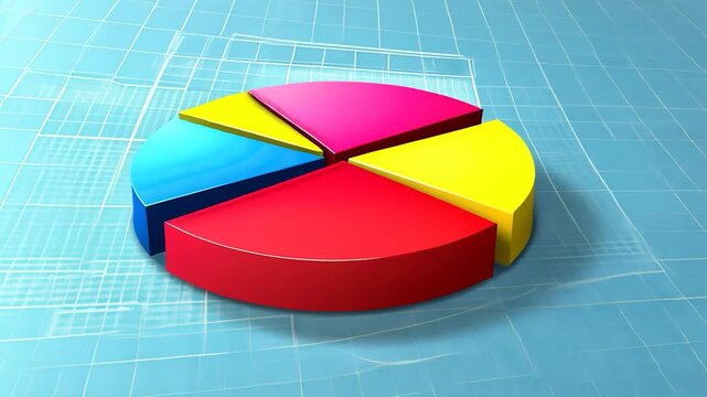 Colorful pie chart on a grid background