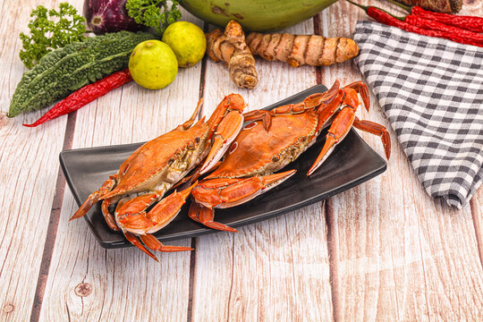 Hot fresh Boiled red crab
