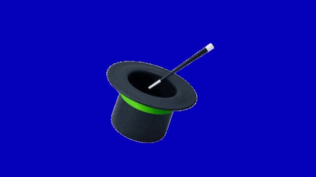 Magic hat on blue screen