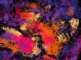 Abstract Painting with Vibrant Color Splashes