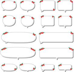 いちごモチーフのステッカー風吹き出しセット（実線）