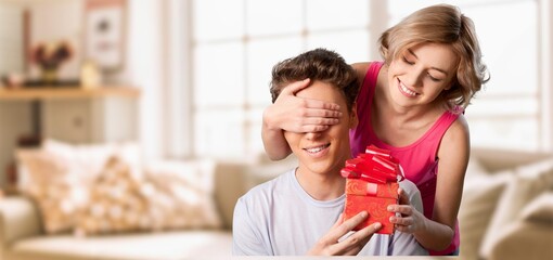 Valentine's Day. Happy young couple