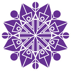 Intricate Purple Mandala Design with Geometric Patterns Isolated on Transparent Background