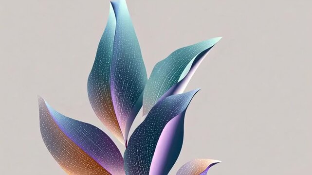 Vibrant leaves with sparkling gradient colors on gray background