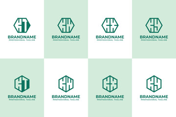 Letters KT KW KX KY Hexagon Logo Set, suitable for business with TK WK XK YX initials