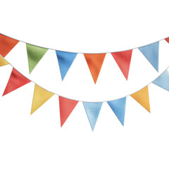Colorful triangular bunting flags party garland isolated on Transparent Background