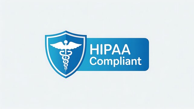 Hipaa compliant logo featuring a shield with a caduceus symbol and text