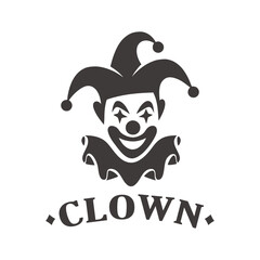 Fototapeta premium Jester Clown Logo Design with Traditional Hat and Smiling Face Vector Illustration for Entertainment Brand