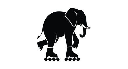 Obraz premium Whimsical elephant gracefully roller skating on a white background