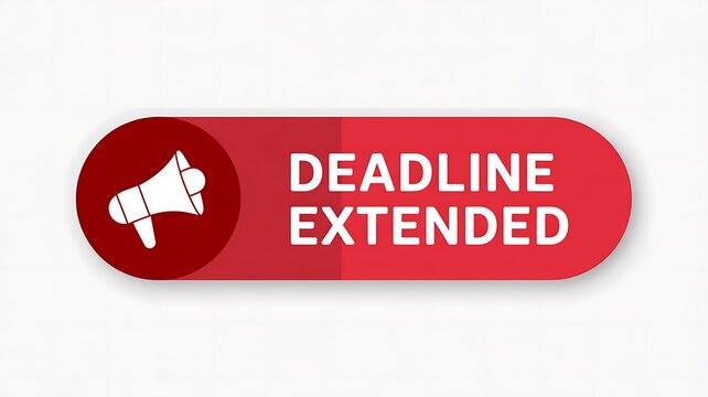 Red button with white icon and text indicating deadline extension