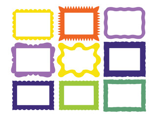 Collection of colorful decorative frames with varied border designs