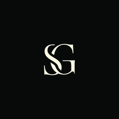 Fototapeta premium Elegant Intertwined S and G logo design. SG monogram. Modern, sophisticated branding symbol suitable for luxury fashion, design studios, and editorial logos.