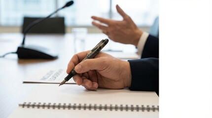 intelligence leader meeting emotional business concept. Businessman taking notes during a meeting or conference in a professional setting