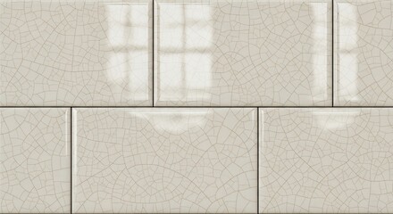Seamless Pattern of Light Beige Ceramic Tiles with Subtle Speckles and Reflections.