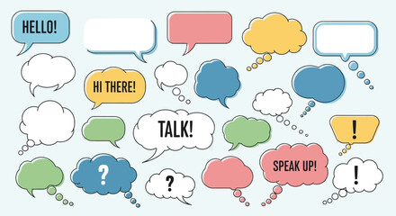 Obraz premium Colorful Speech Bubbles Vector Set for Communication