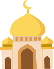 Golden dome mosque illustration for ramadan and eid.